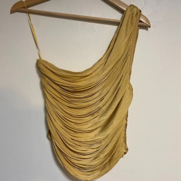 Joie Mustard Silk Women's Ruched Blouse Size S/P - Picture 2 of 10